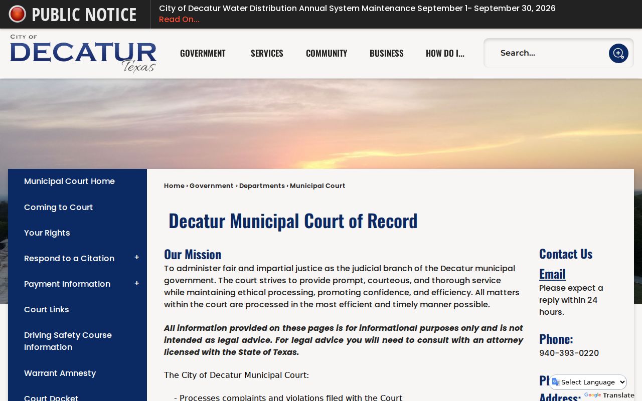 Decatur Municipal Court citation and warrant information
